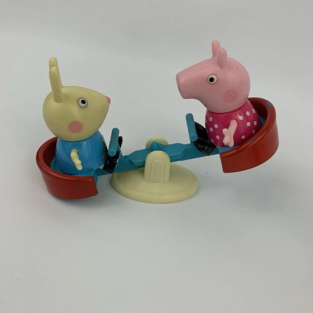 Peppa Pigs Outside Fun Playground Playset Swing Set See Saw 4 Figures